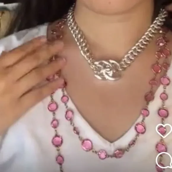 Sold AUTHENTIC Chanel silver tone large chunky CC Turnlock jumbo choker - Picture 7 of 7